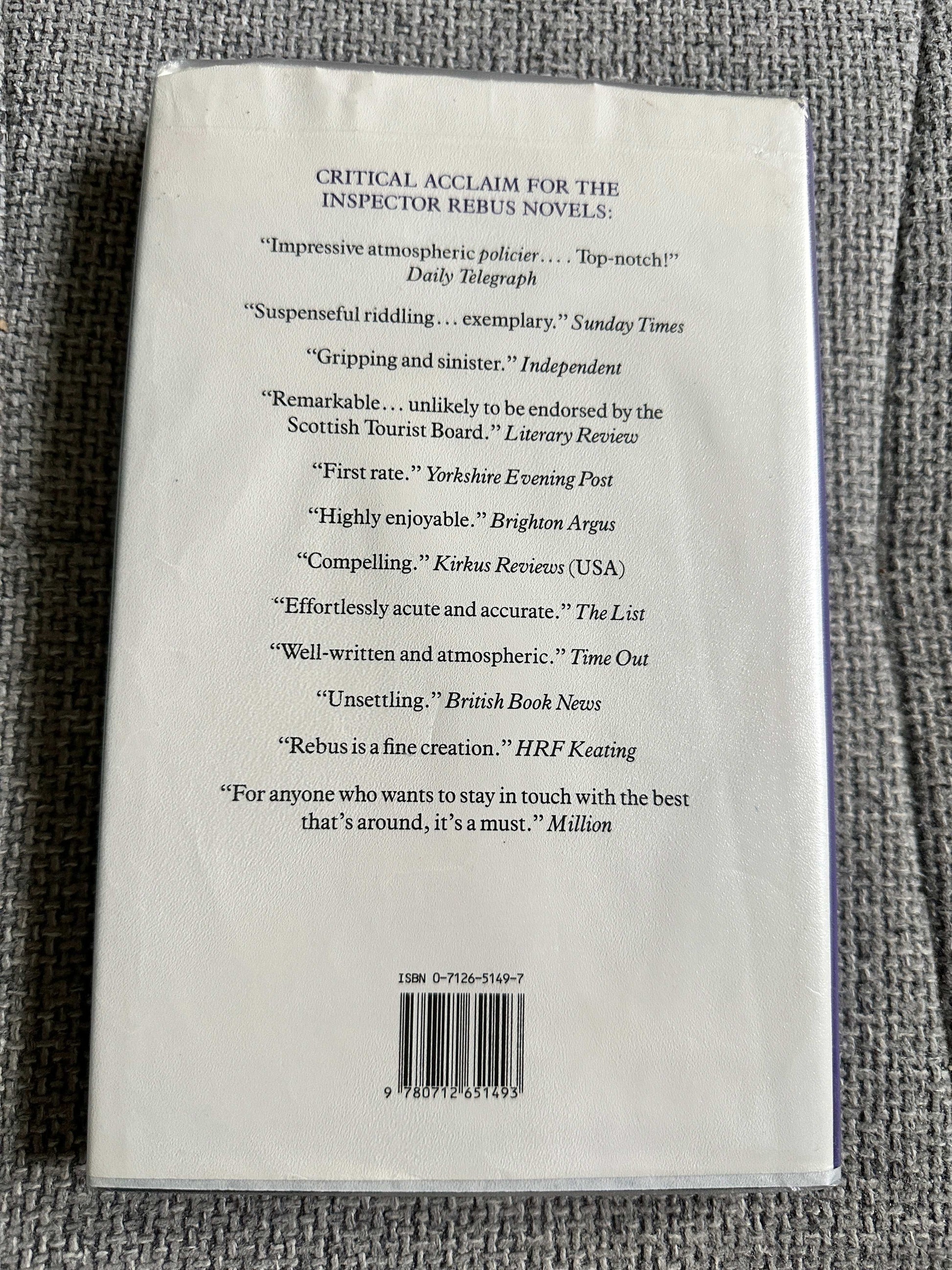Wolfman 1992 Century hardcover featuring critical acclaim for the Inspector Rebus novels on the back cover