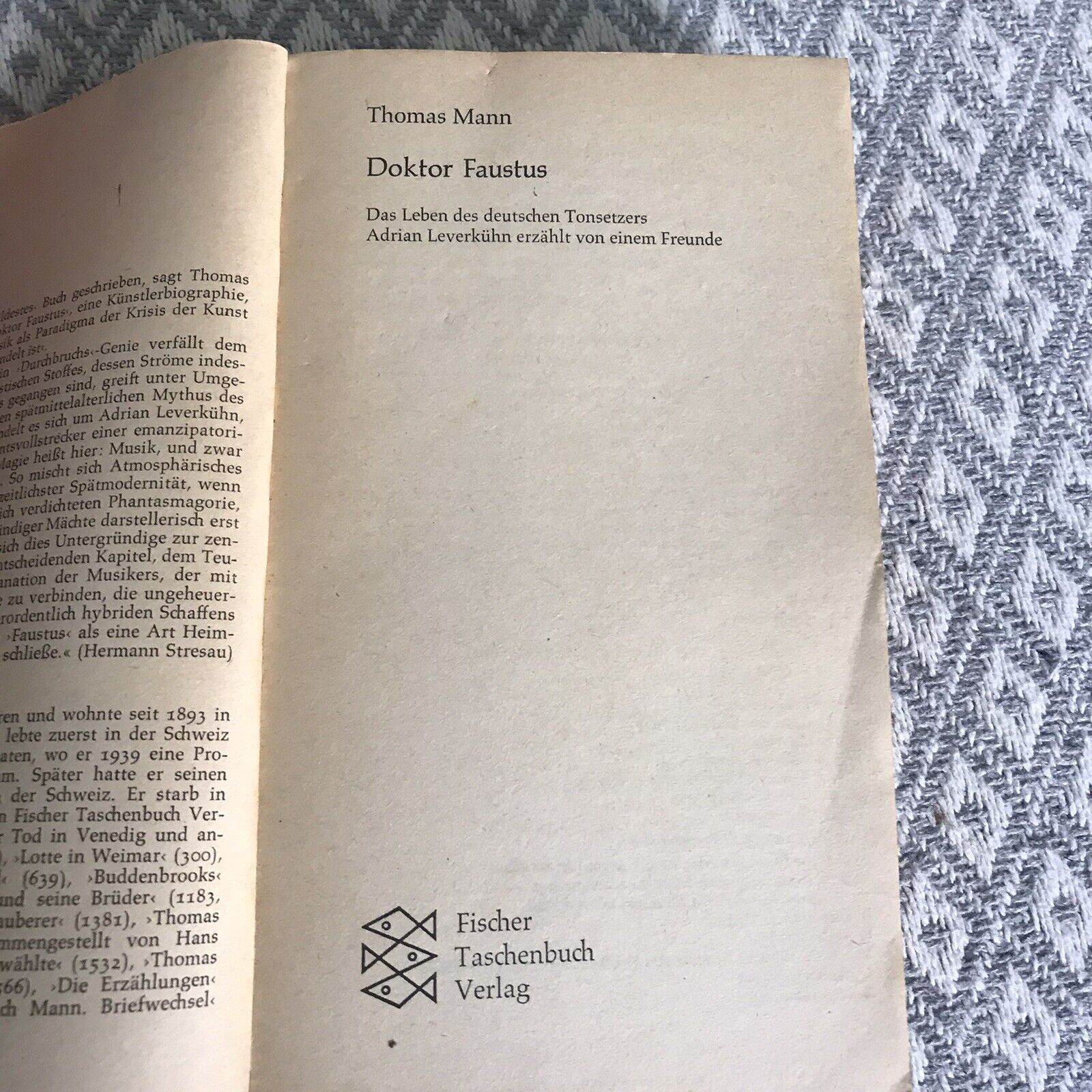 1975 Doktor Faustus - Thomas Mann (German) Fischer Taschenbücher - Honeyburn Books (UK)