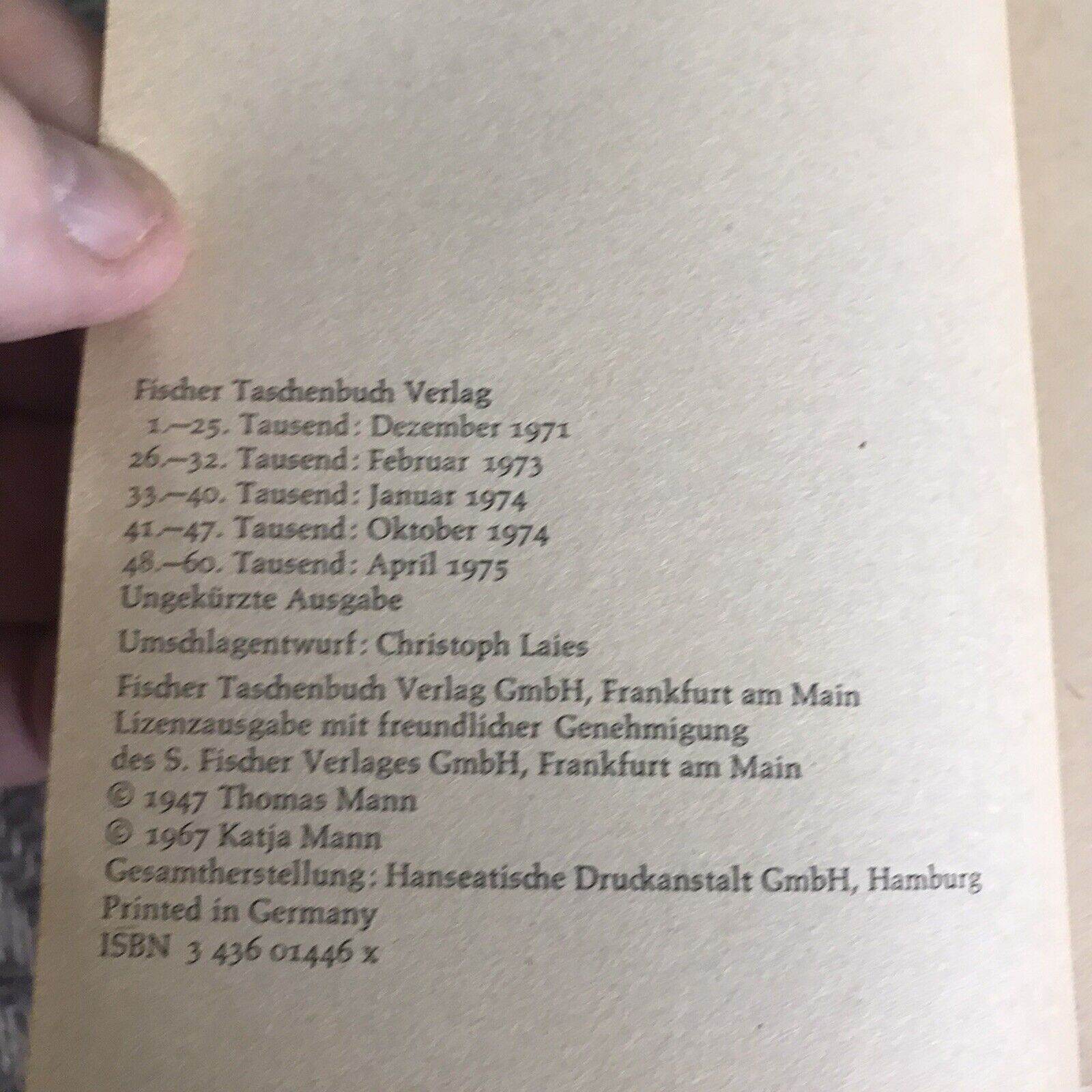 1975 Doktor Faustus - Thomas Mann (German) Fischer Taschenbücher - Honeyburn Books (UK)