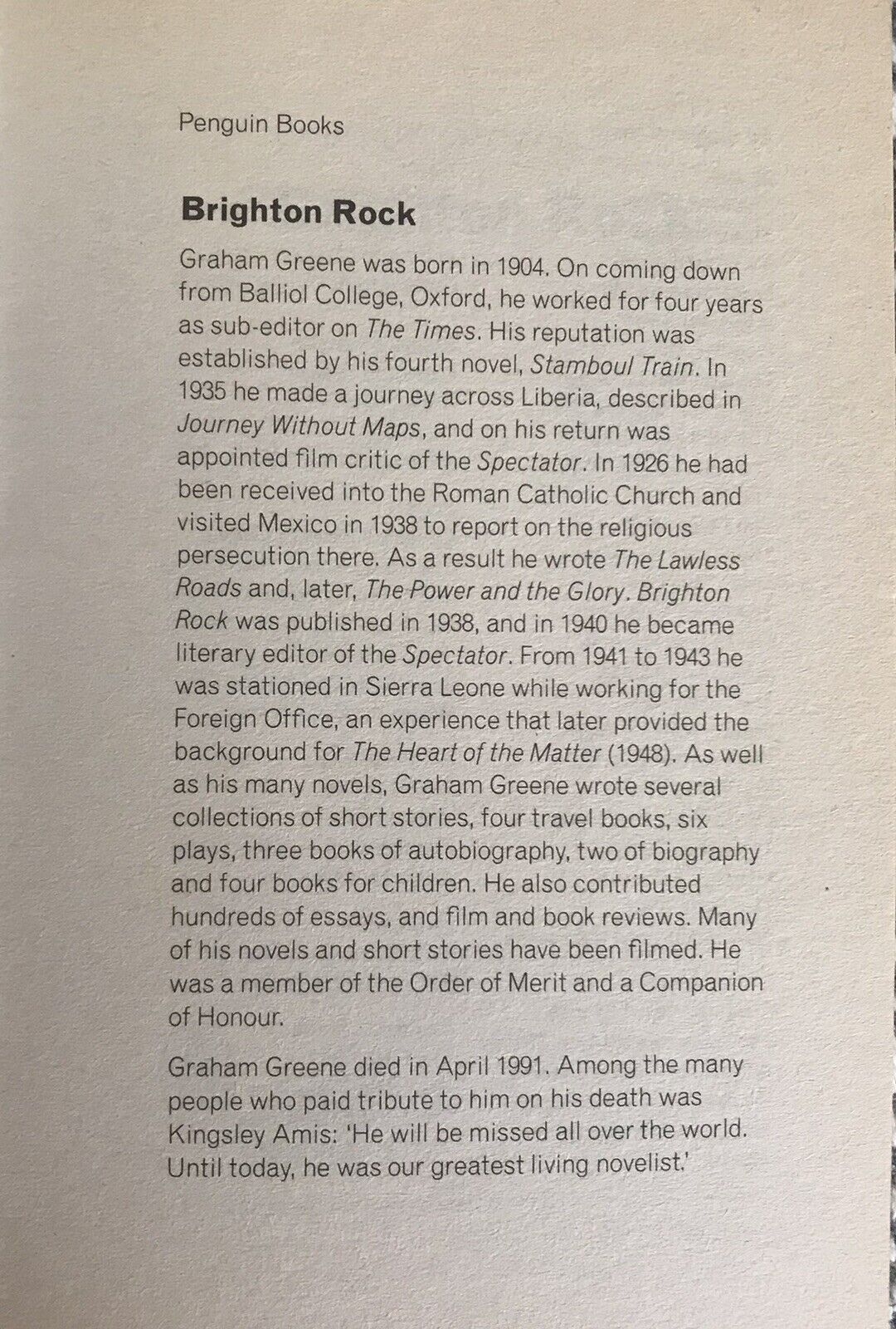 Brighton Rock von Graham Greene (Taschenbuch, 1998)