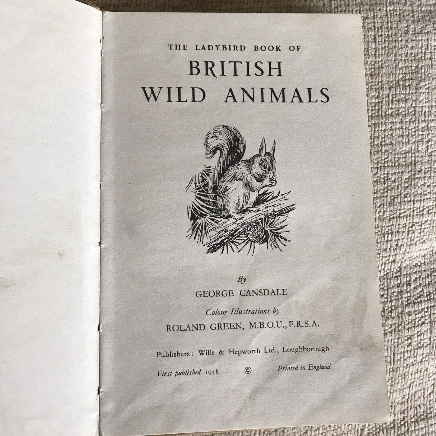 1958*1st* British Wild Animals(series 536) Ladybird By George Cansdale (R. Green