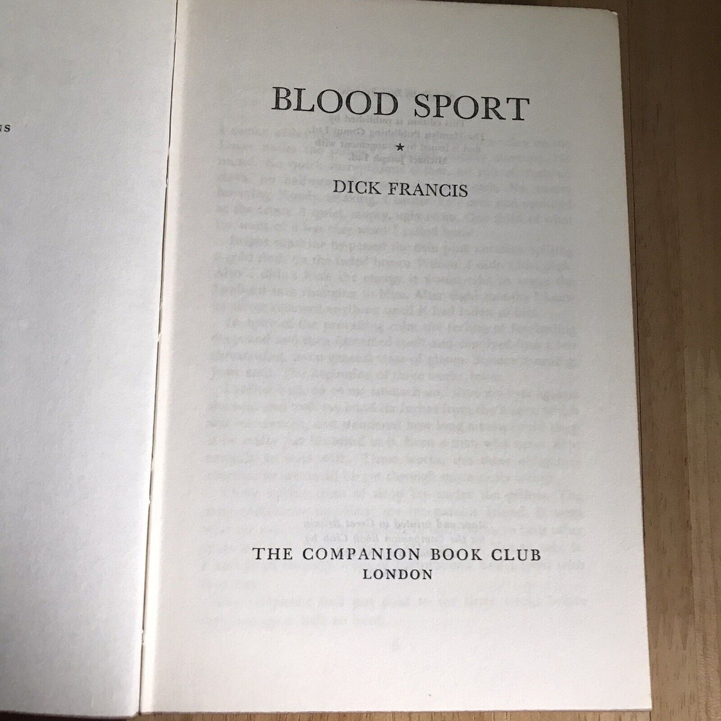 1968*1.* Blood Sport – Dick Francis (Companion Book Club)