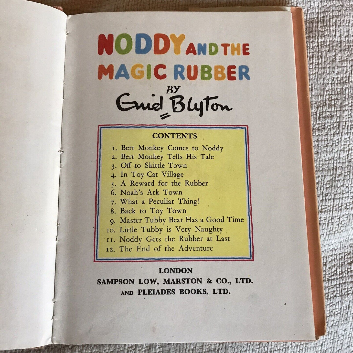 1954*1.* Noddy &amp; The Magic Rubber (Buch 9) Enid Blyton (Peter Wienk &amp; Robert Tyn