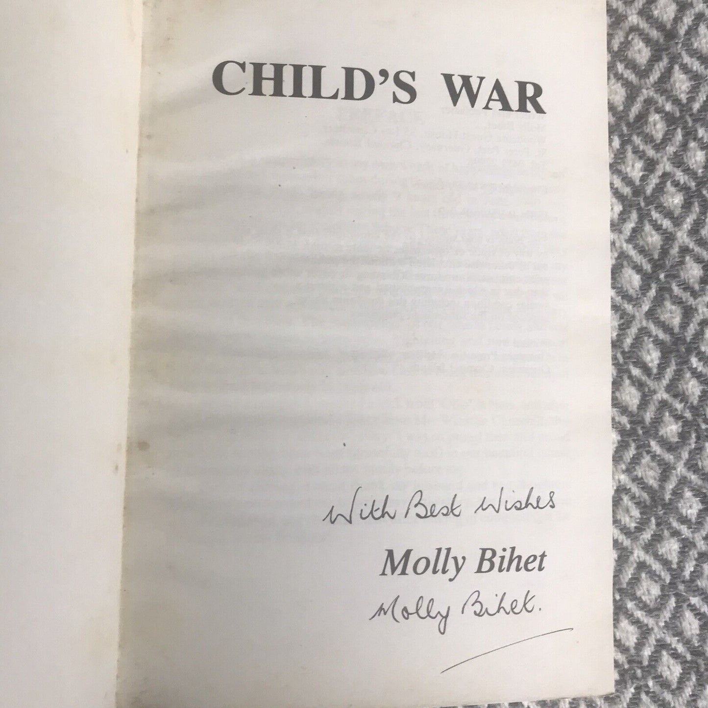 1985*1. UNTERZEICHNET* Child's War: Deutsche Besetzung von Guernsey – Molly Bihet