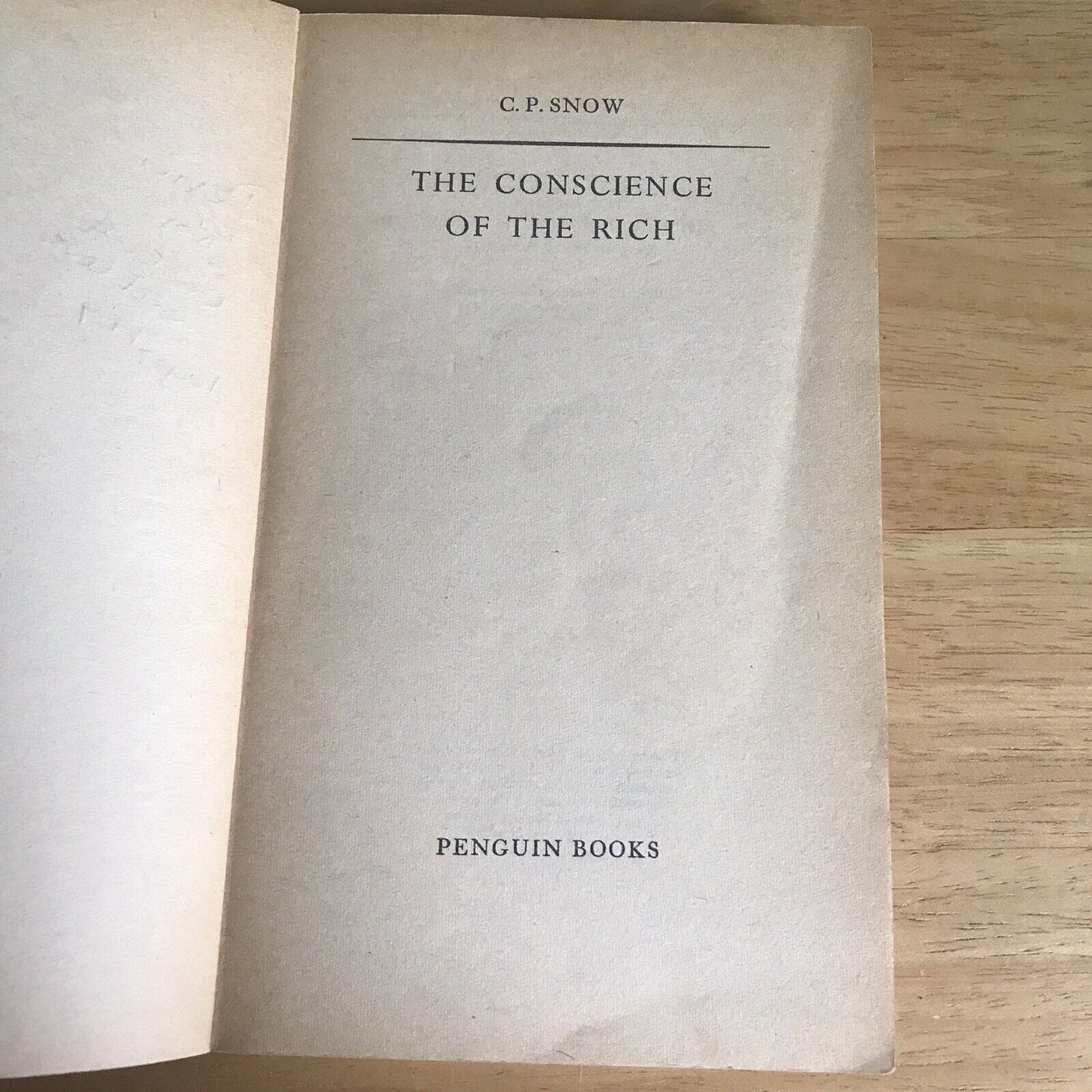 1962 The Conscience Of The Rich - C. P. Snow (Penguin Books)
