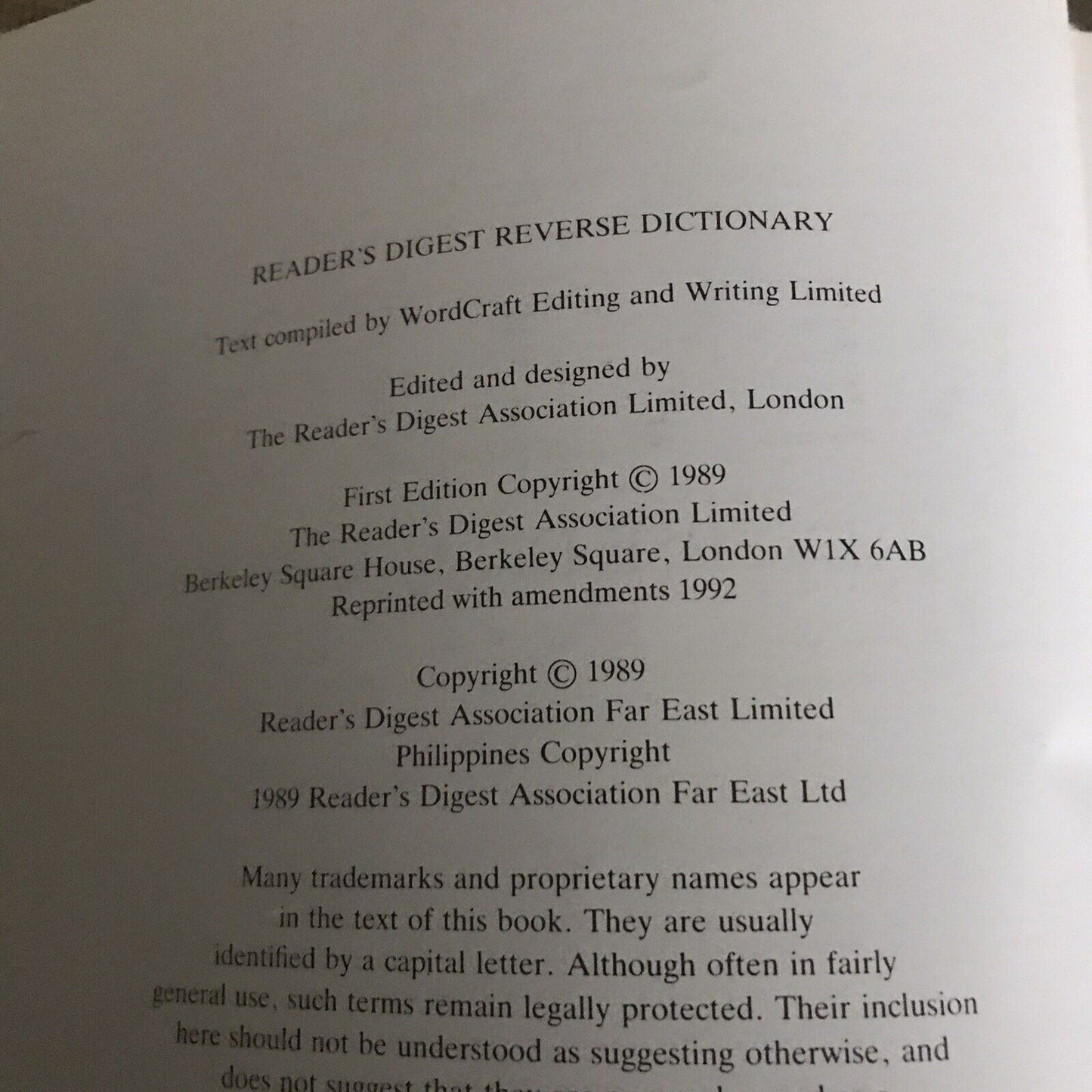 1992 Reverse Dictionary – Reader's Digest (767 Seiten)