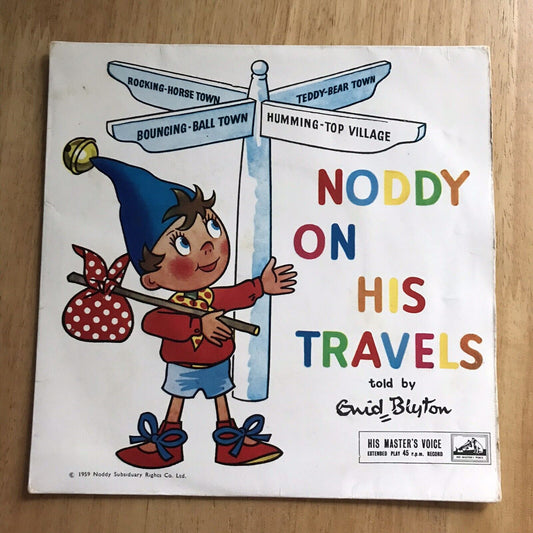 1959*sehr selten* Noddy On His Travels 45rpm Vinyl-Schallplatte, gesprochen von Enid Blyton