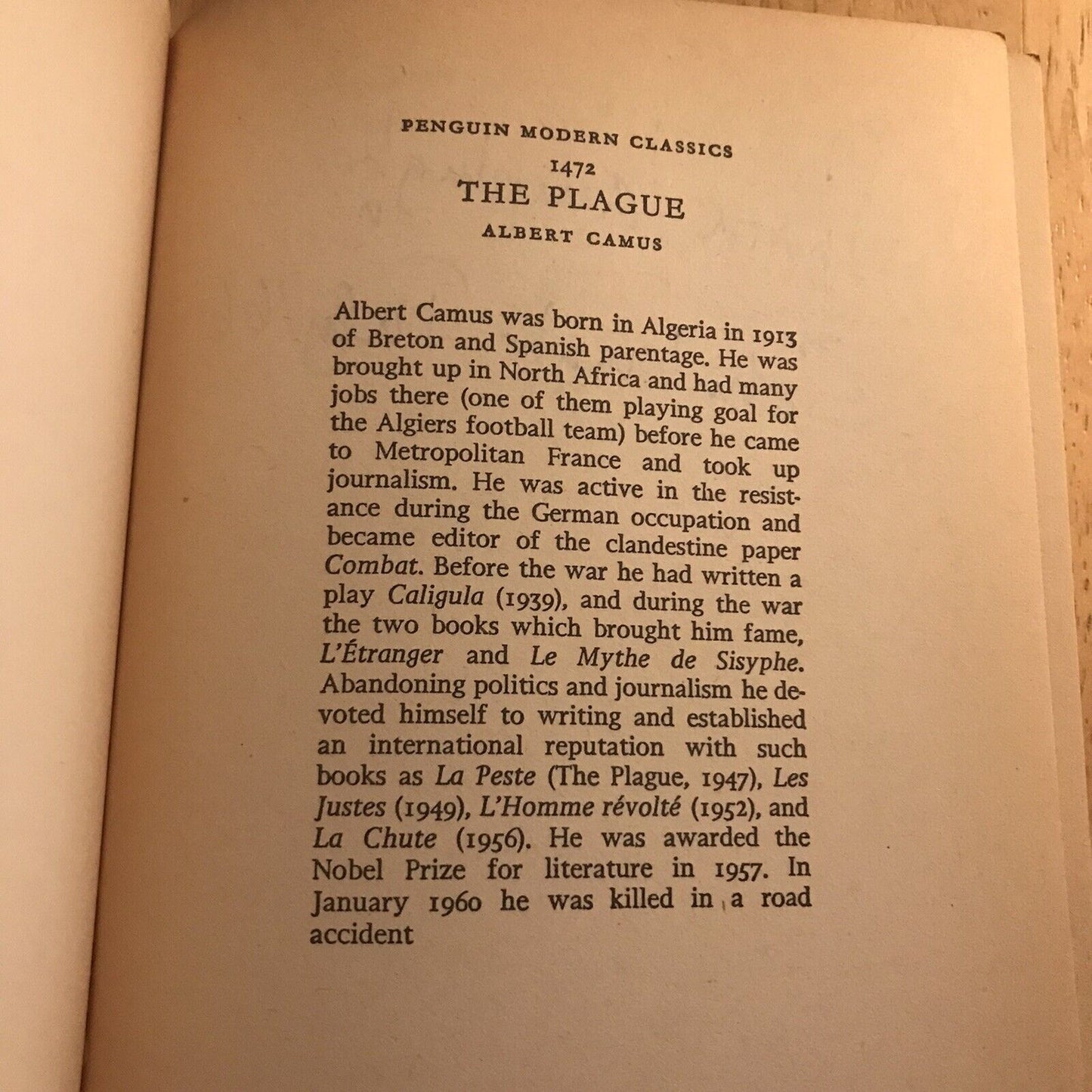 1965 The Plague - Albert Camus(Penguin Books)