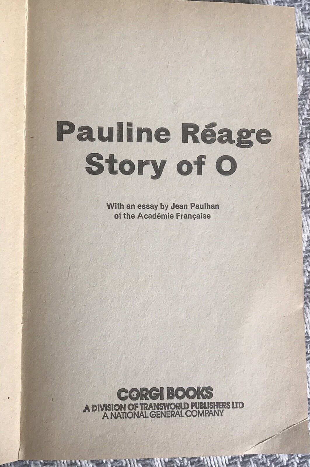 1972 The Story of O – Pauline Rēage (Corgi-Verlag)